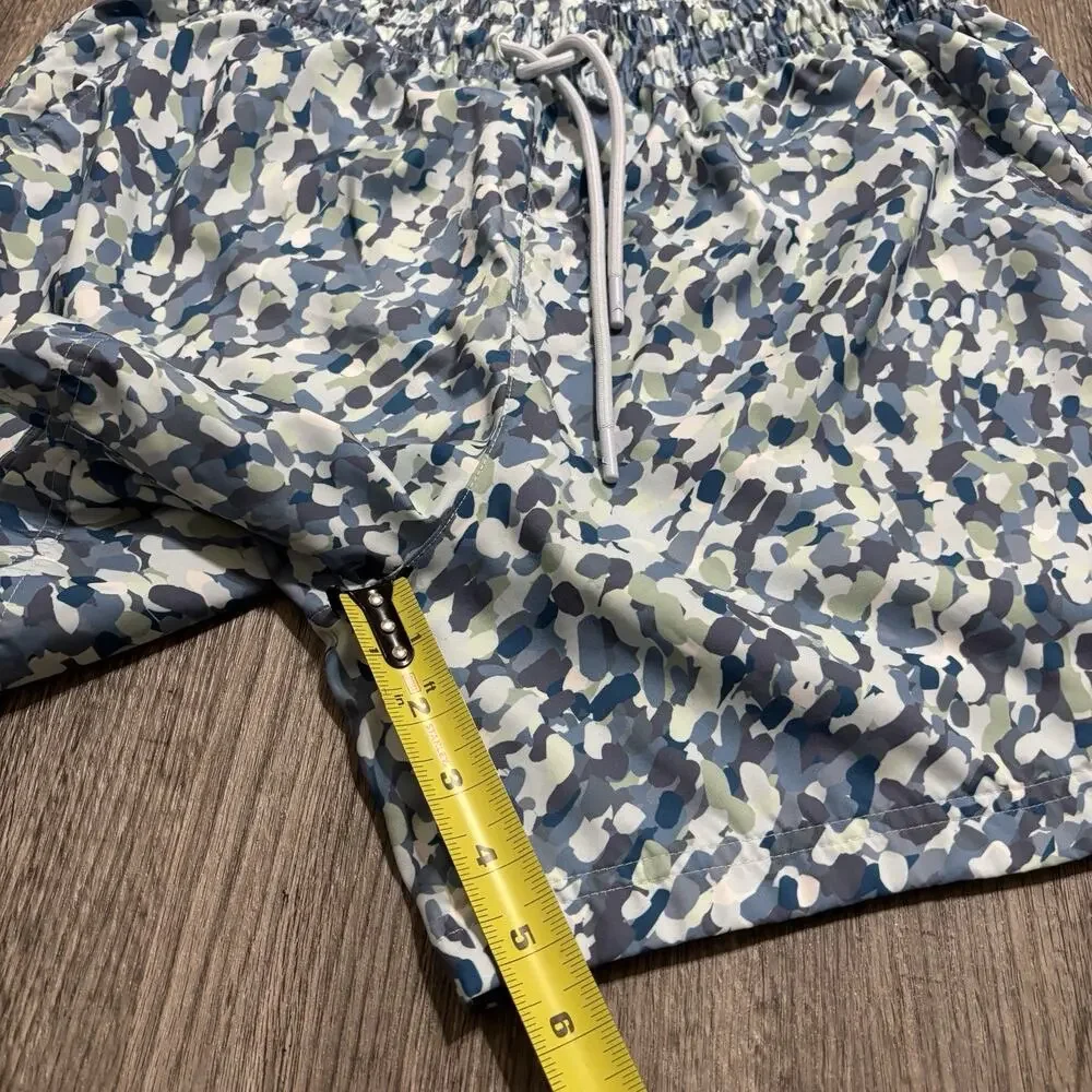 Jordan Swim Trunks Men’s Size L Blue Gray Camo Lined Drawstring Elastic Jumpman